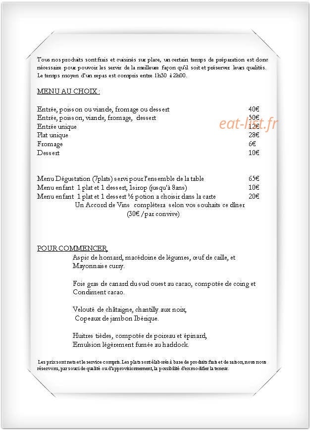 La Table d'Emilie — carte page 2