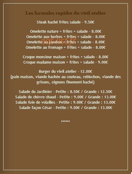 Carte et menu de Restaurant Le Vieil Atelier à Viuz en Sallaz — page 14