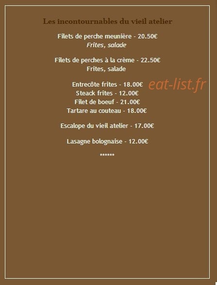 Carte et menu de Restaurant Le Vieil Atelier à Viuz en Sallaz — page 13