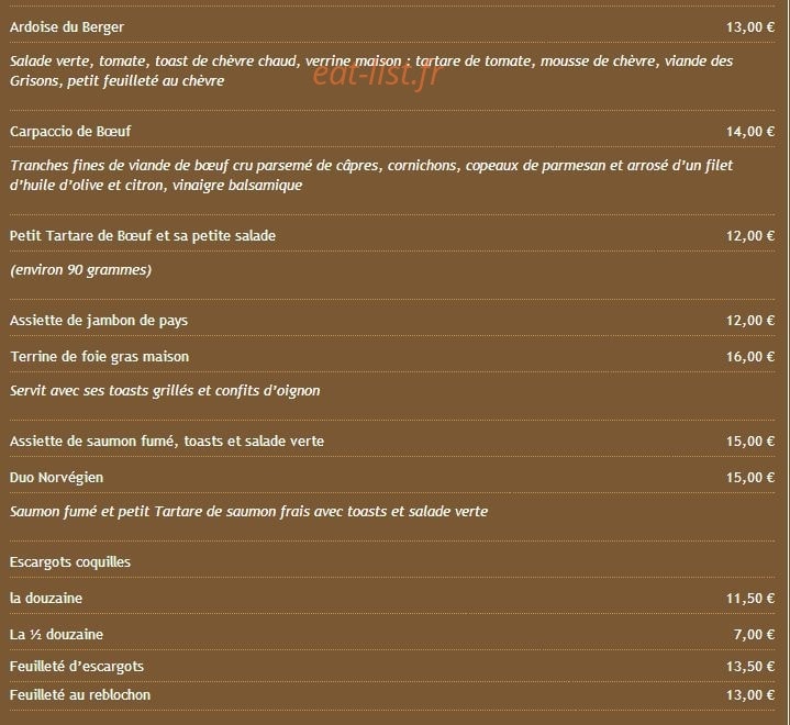 Carte et menu de Restaurant Le Vieil Atelier à Viuz en Sallaz — page 2