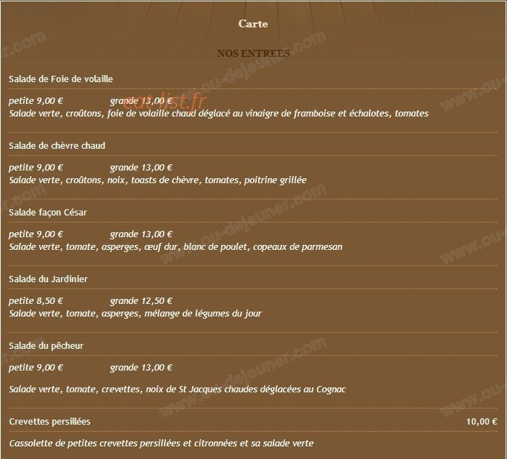 Carte et menu de Restaurant Le Vieil Atelier à Viuz en Sallaz — page 1