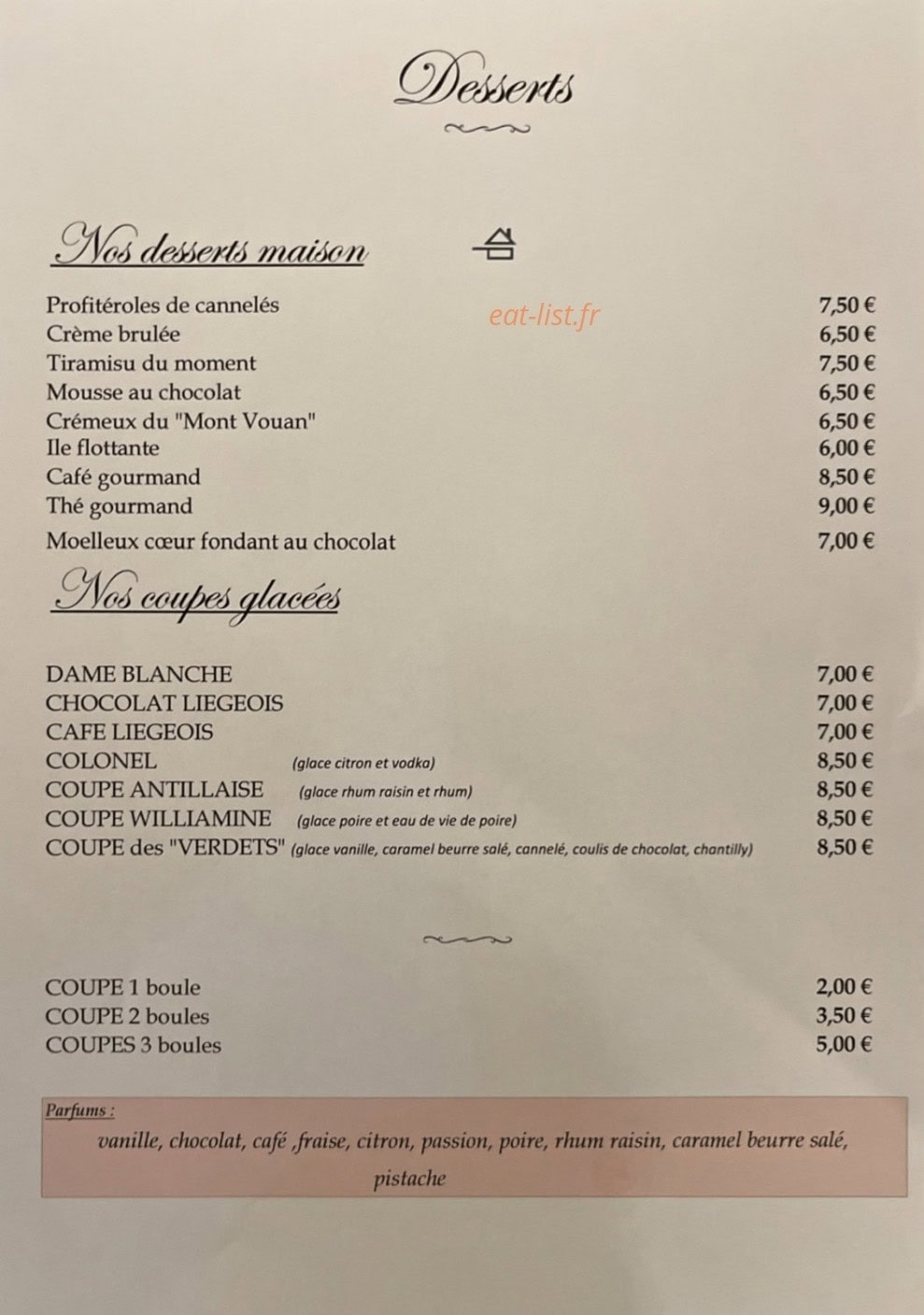 Restaurant Les Verdets — carte page 4