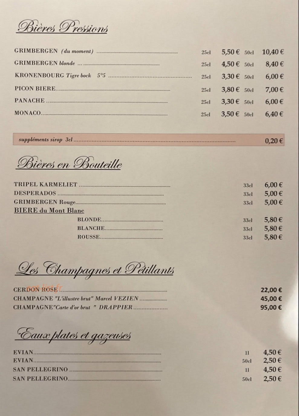 Restaurant Les Verdets — carte page 7