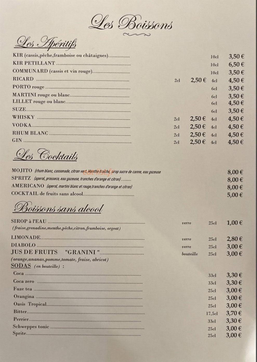 Restaurant Les Verdets — carte page 6