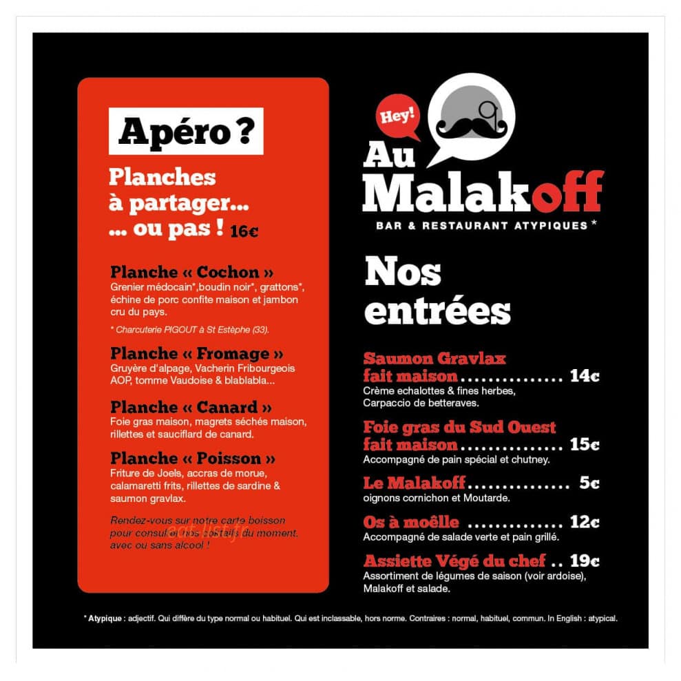 Au Malakoff — carte page 1