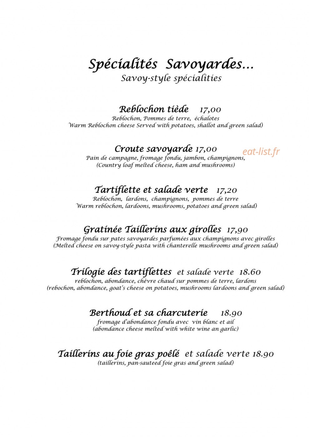 La Croix Blanche — carte page 1