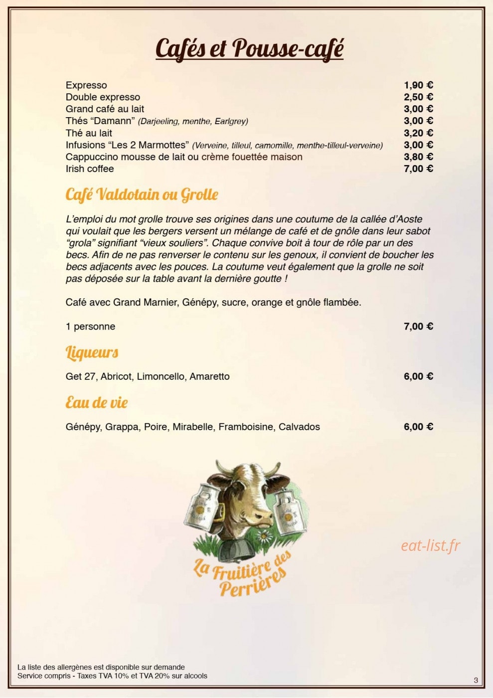 La Fruitière des Perrières — carte page 3