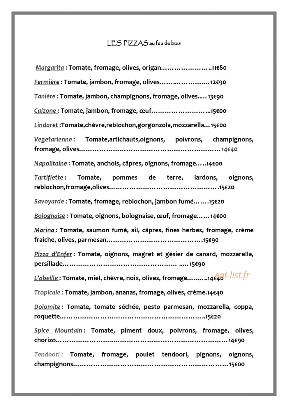 La Taniere — carte page 1