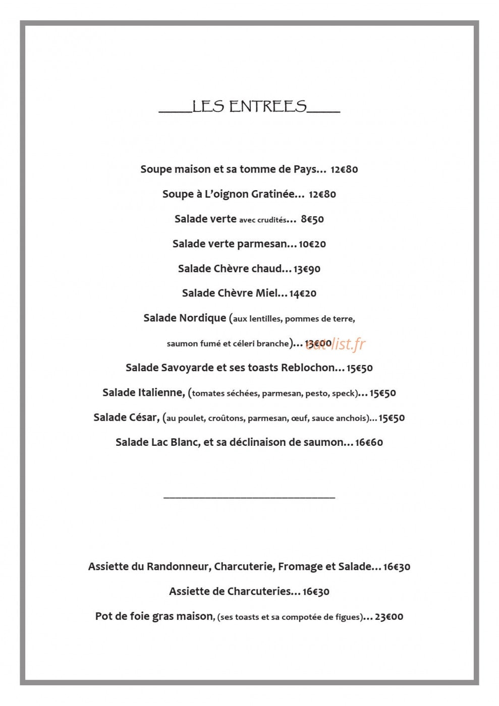 La Taniere — carte page 2