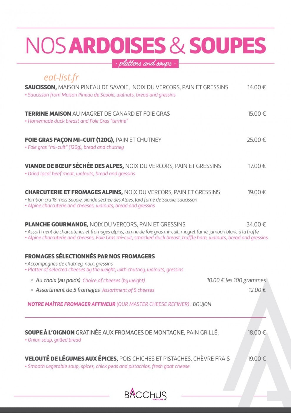 Le Bacchus — carte page 2