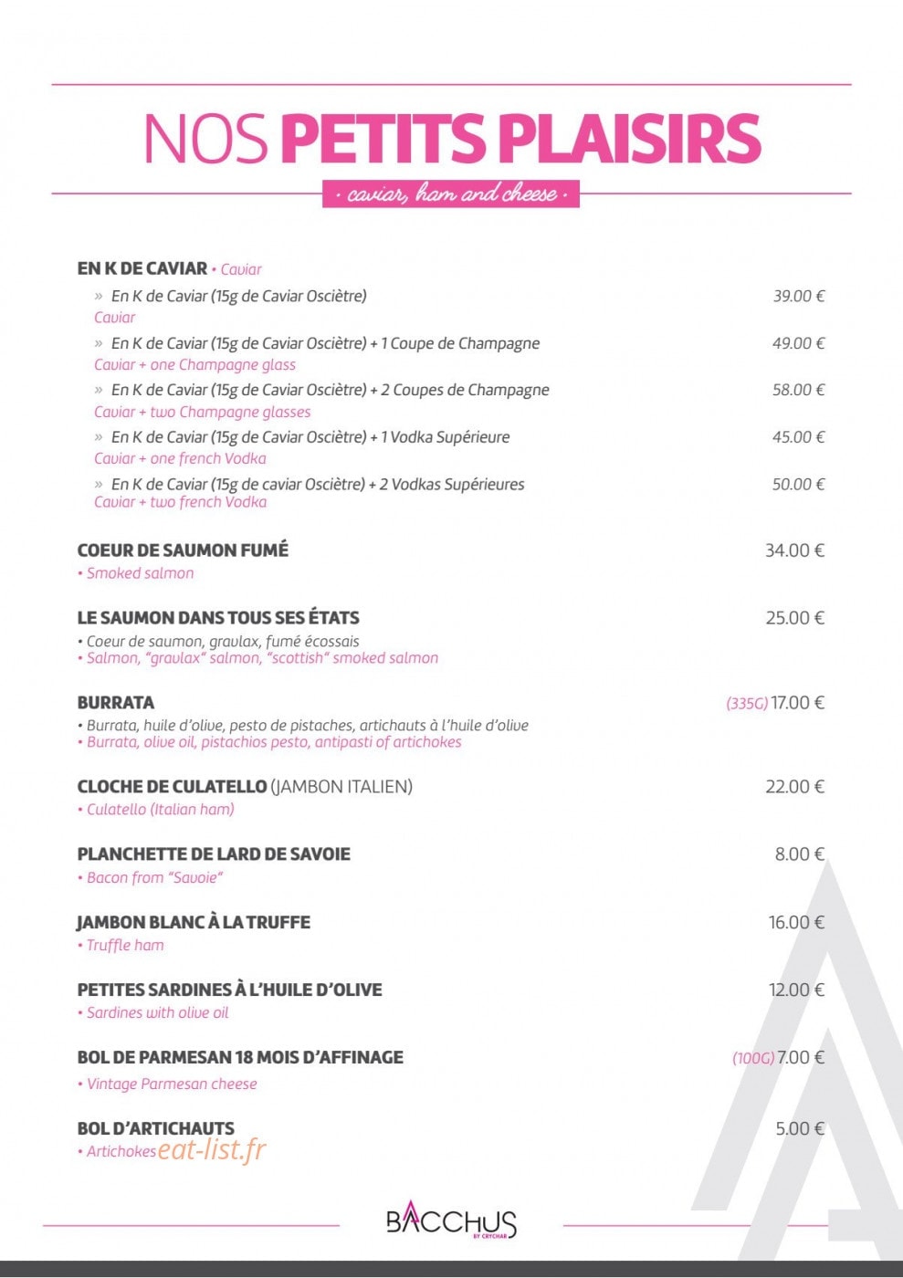Le Bacchus — carte page 1