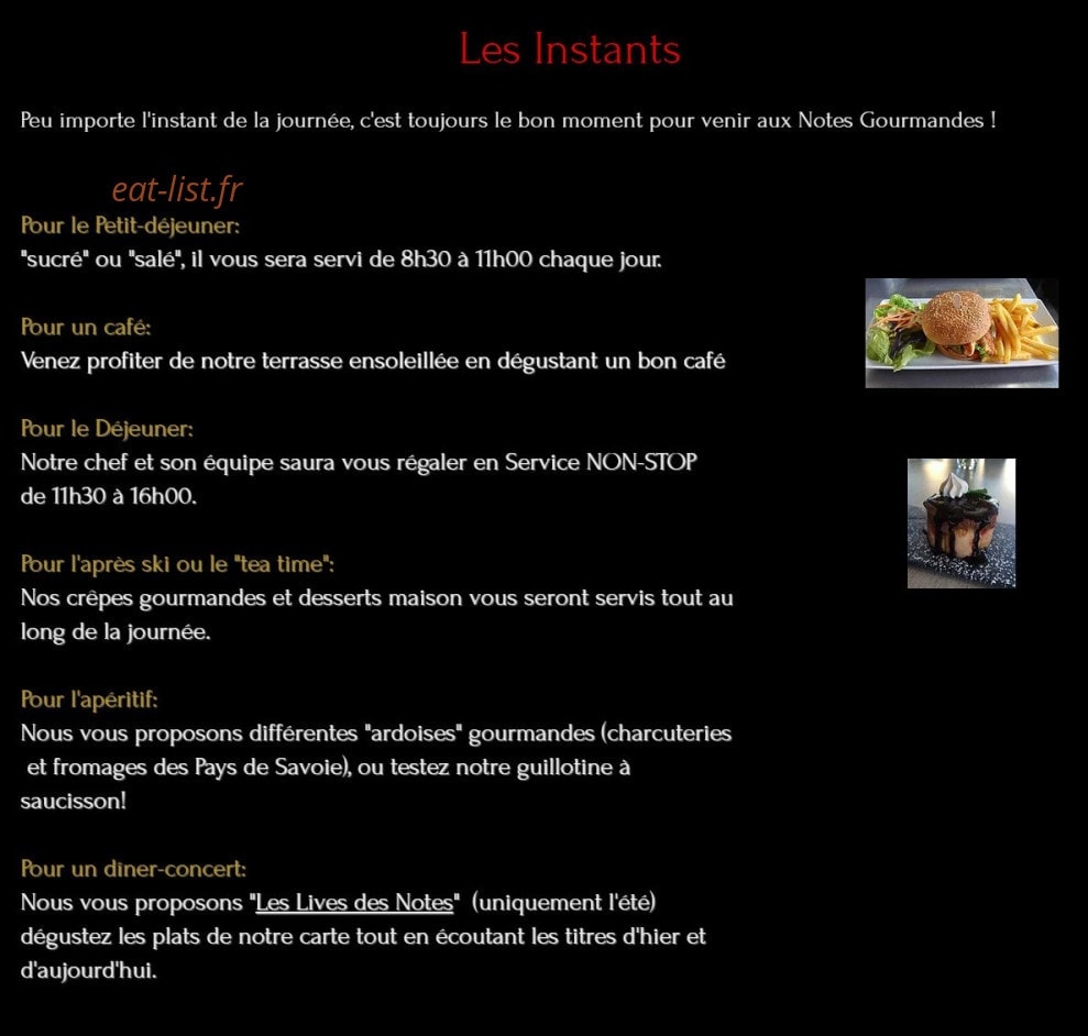 Les Notes Gourmandes — carte page 1