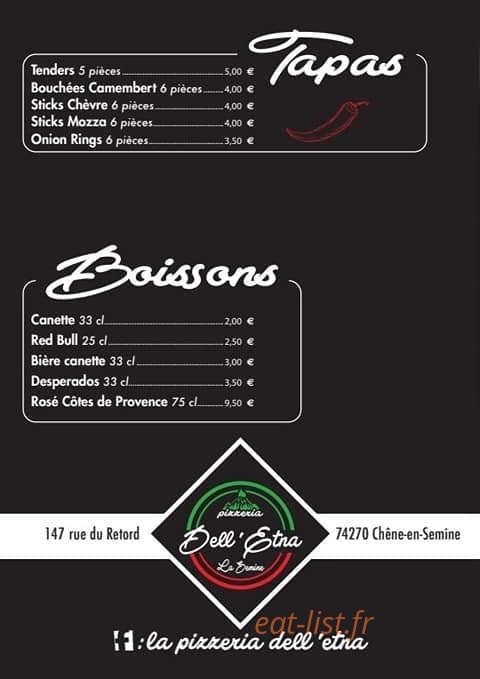 La pizzeria Dell’Etna — carte page 4