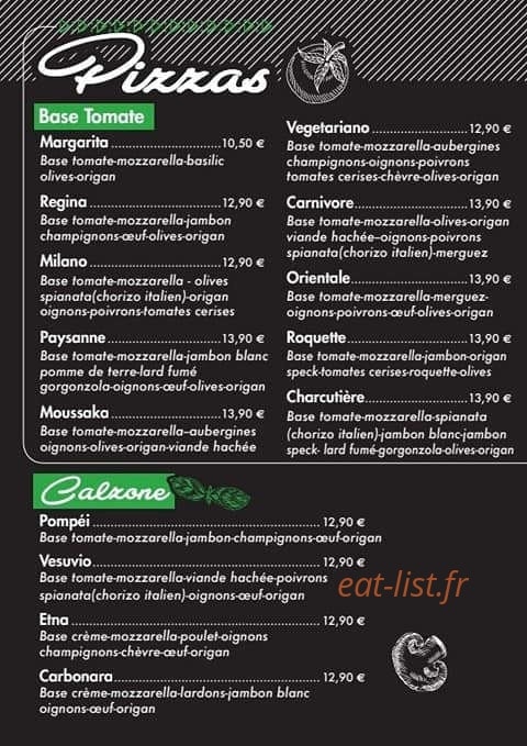 La pizzeria Dell’Etna — carte page 2