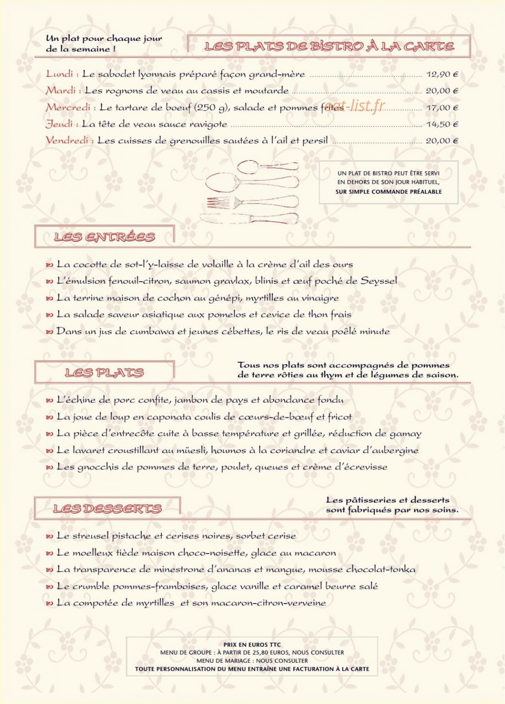 Auberge du Château — carte page 2