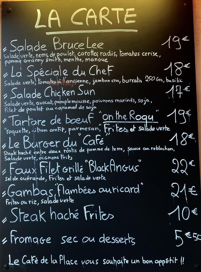 Café de la Place — carte page 1