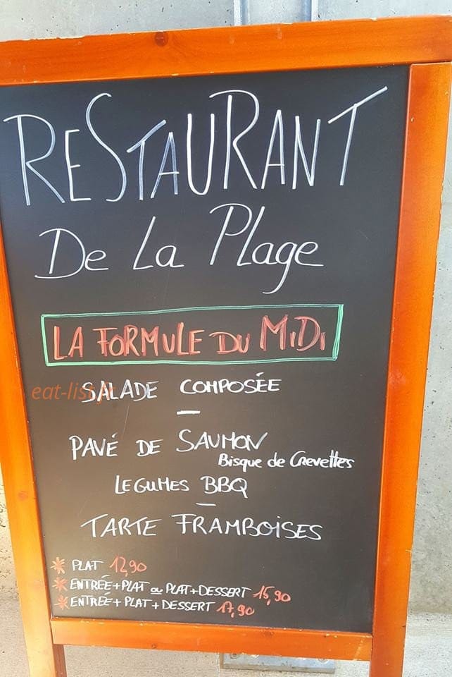 Restaurant de la Plage — carte page 1