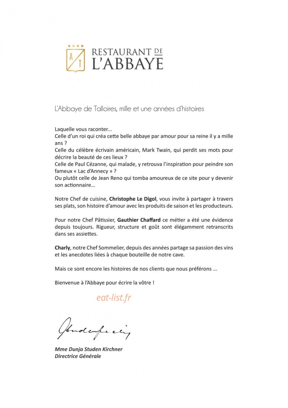 Abbaye de Talloires — carte page 1