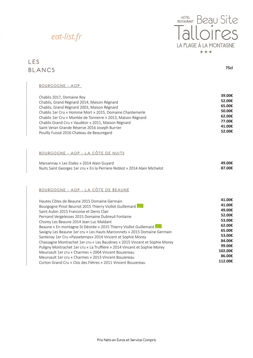 Beau Site — carte page 10