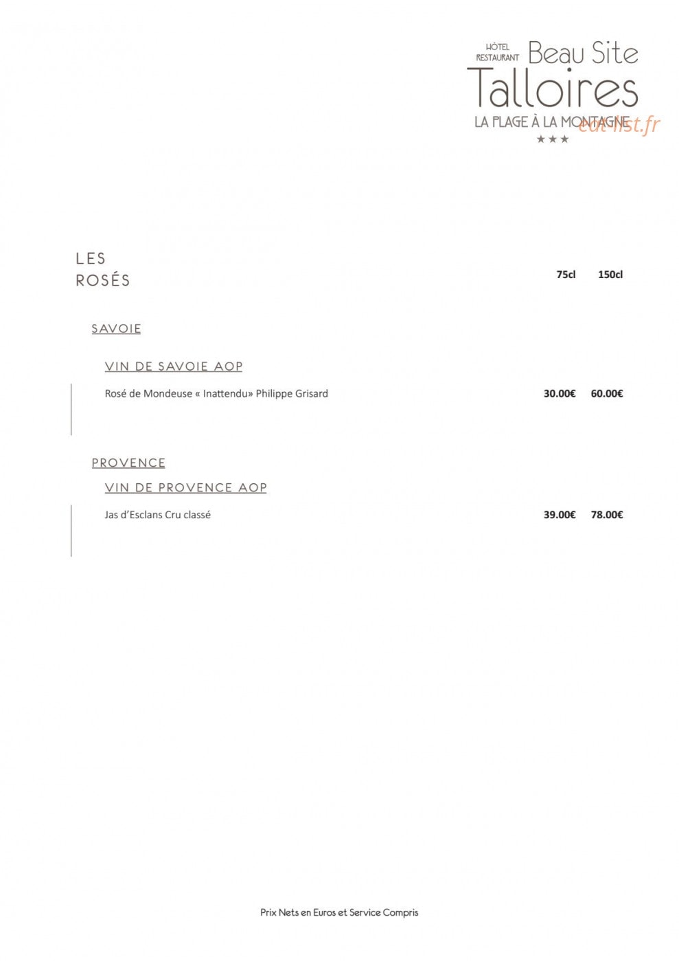 Beau Site — carte page 9