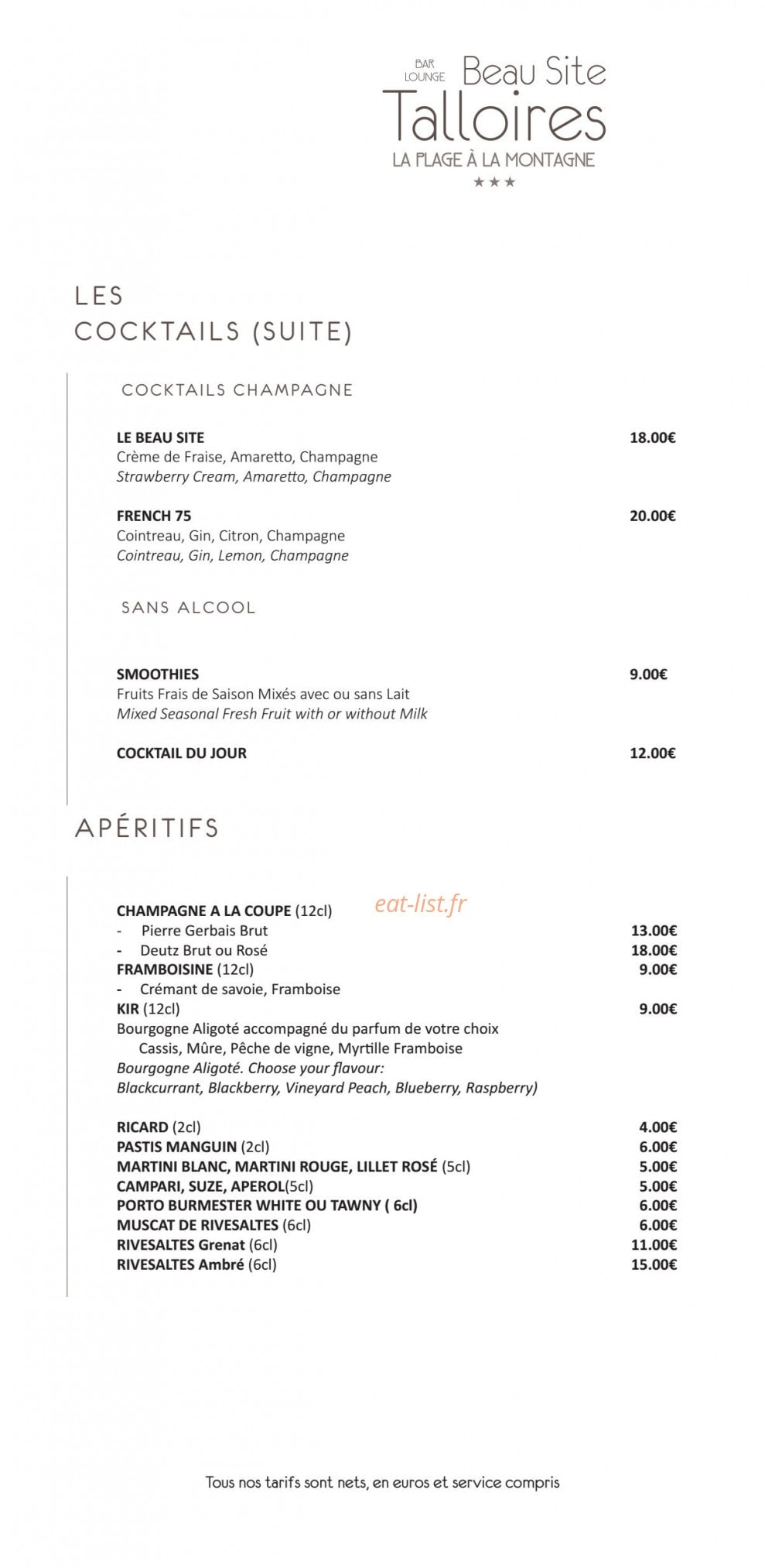 Beau Site — carte page 16