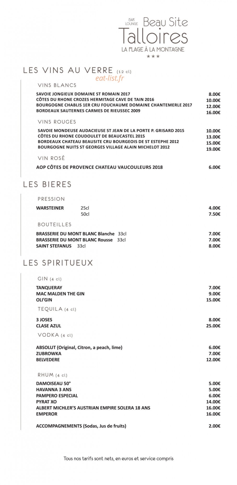 Beau Site — carte page 17