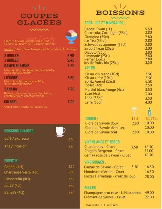 Crêperie Florimontane — carte page 2