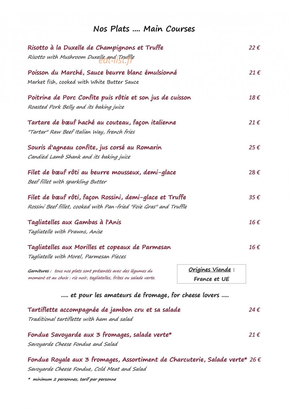 L'Atelier de la Charpenterie — carte page 2