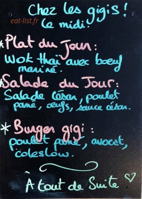 La Cabane des Gigi's — carte page 1