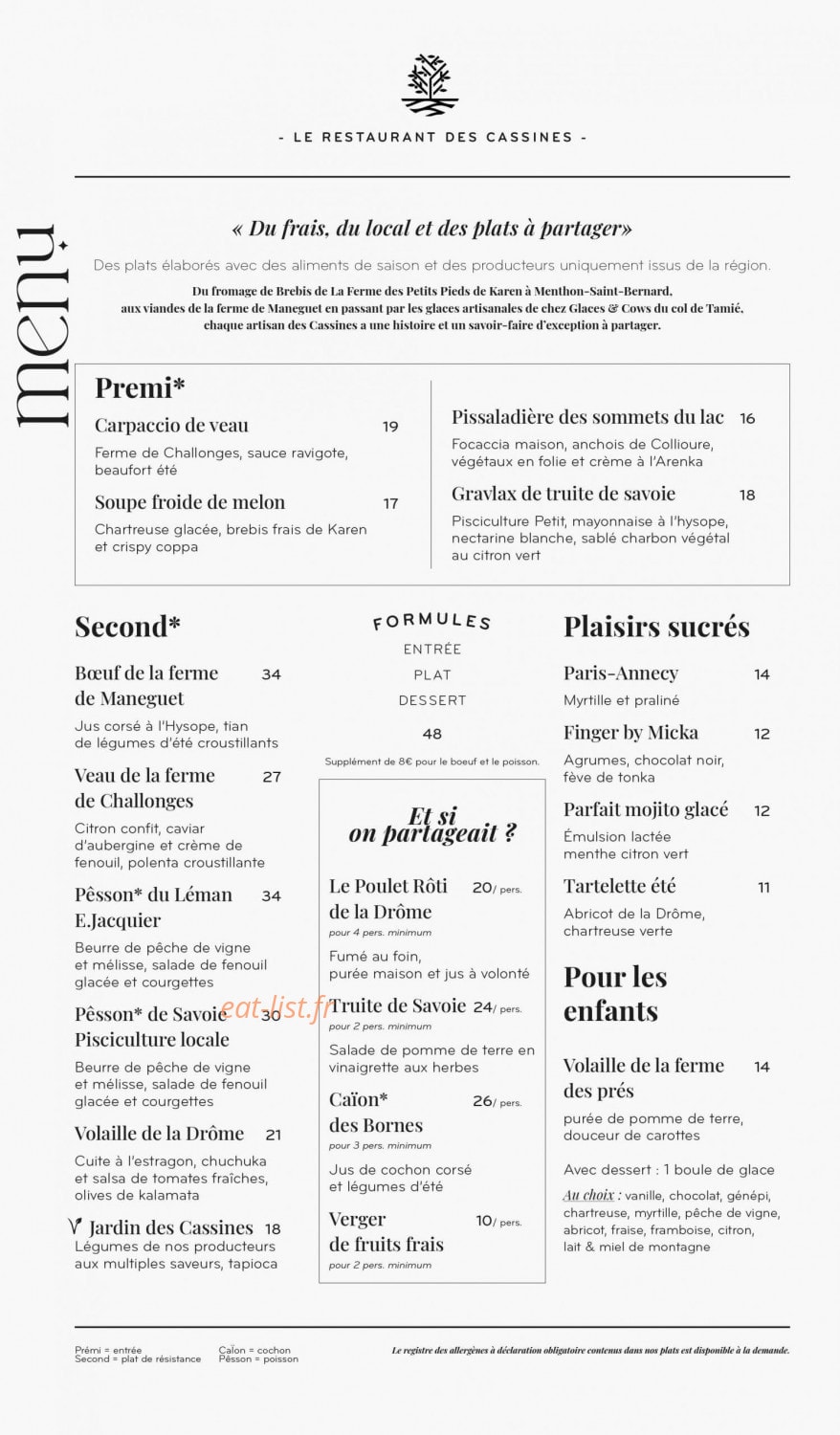 La guinguette des Cassines — carte page 1