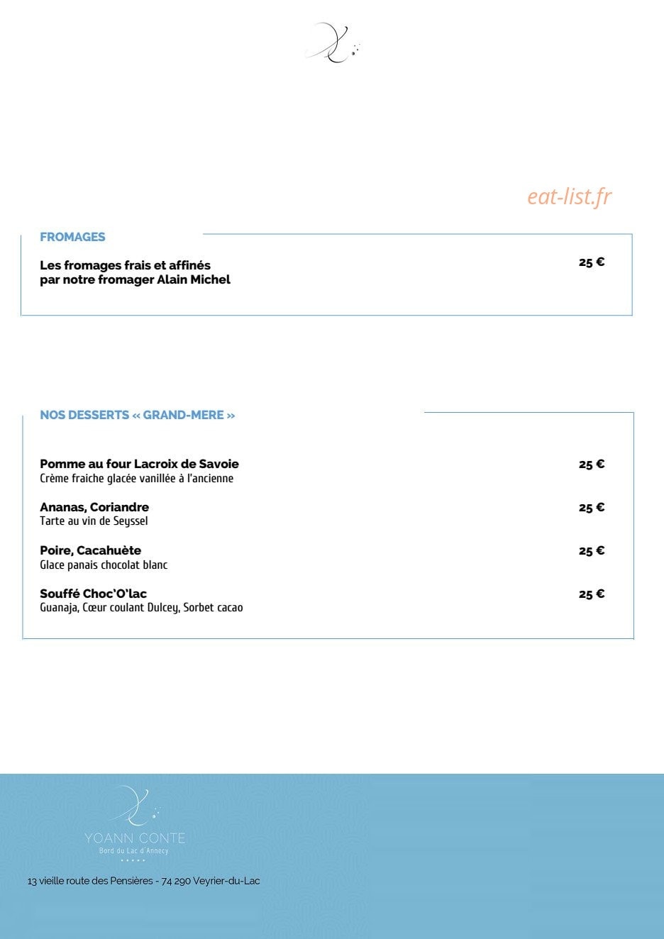 Hôtel et Restaurant Yoann Conte - La Maison Bleue — carte page 3