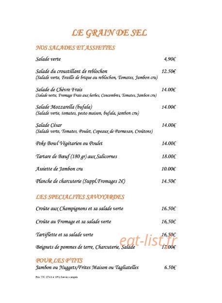 Le Grain de Sel — carte page 1