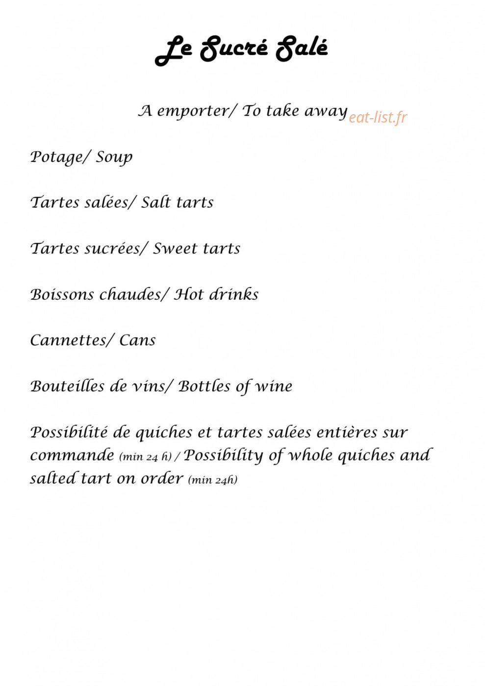 Le sucré salé — carte page 6