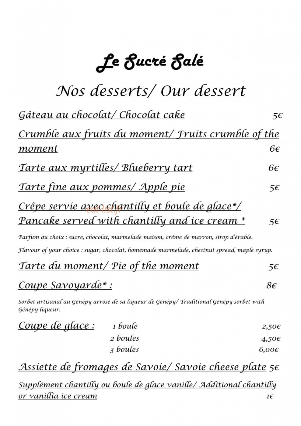 Le sucré salé — carte page 4