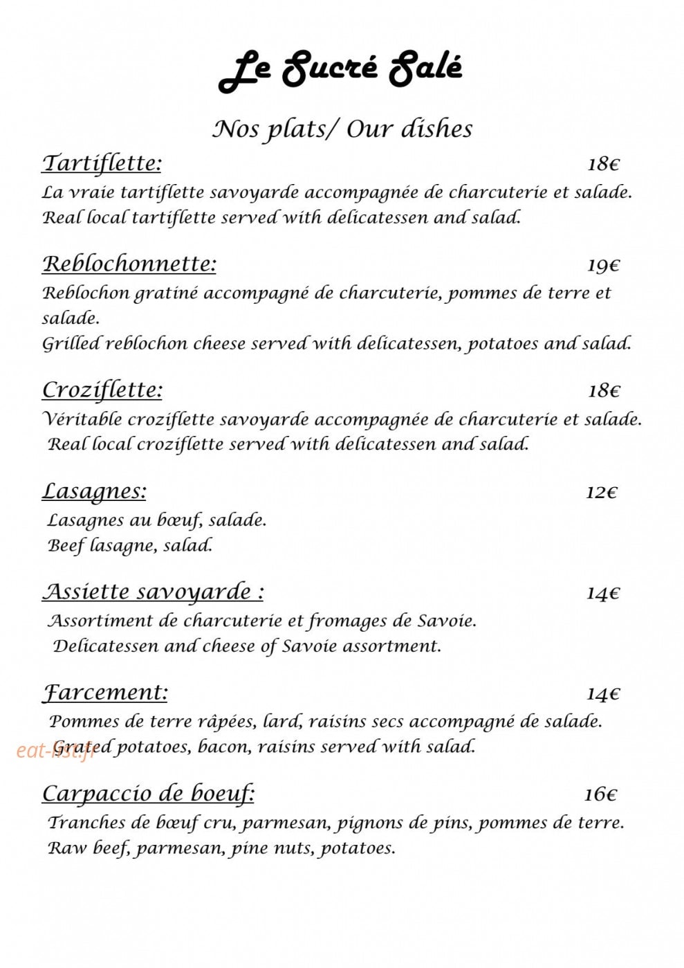 Le sucré salé — carte page 3
