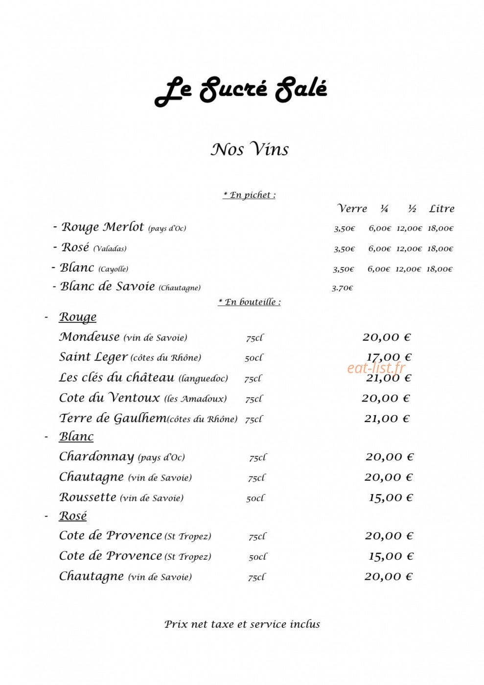 Le sucré salé — carte page 7