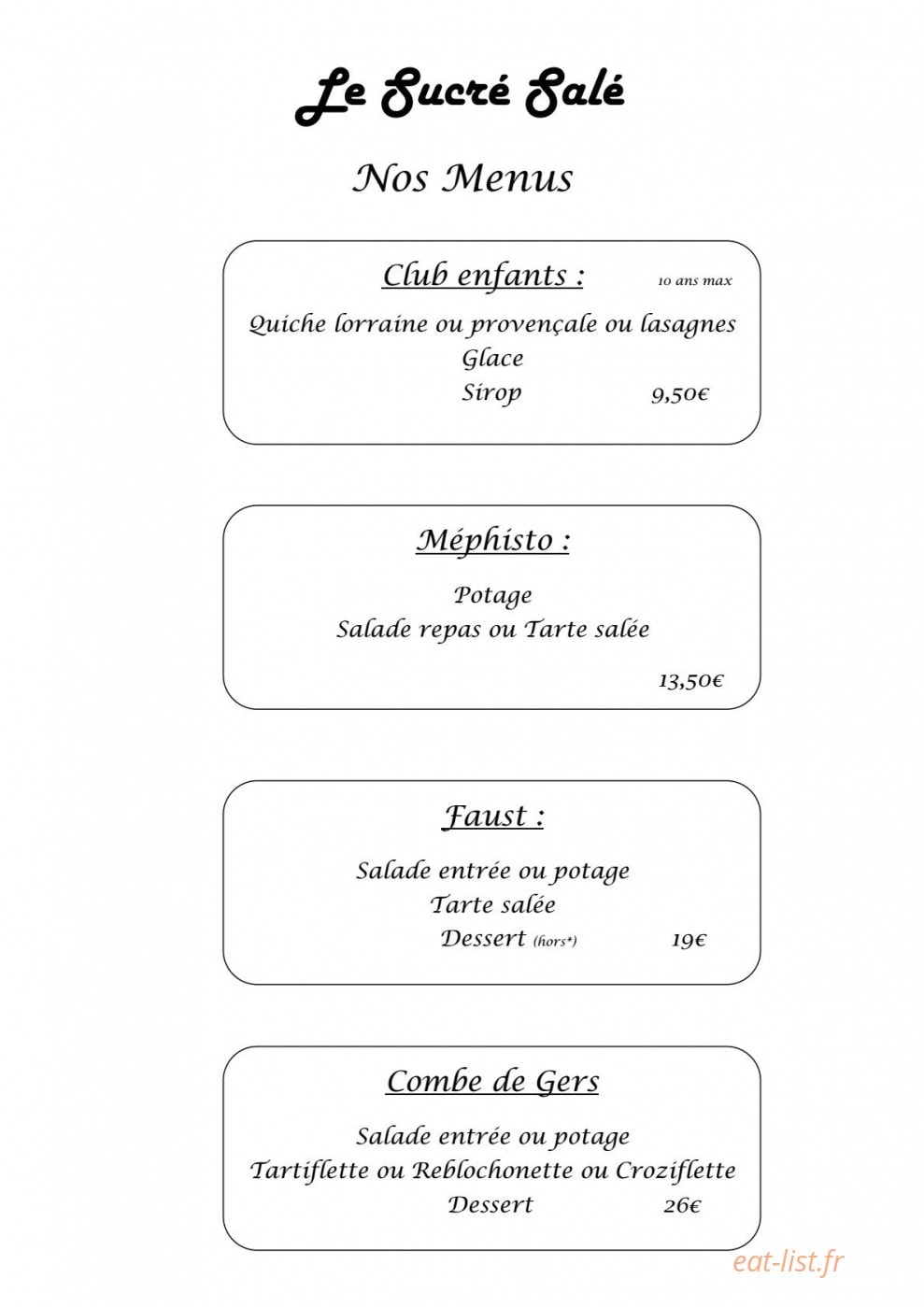 Le sucré salé — carte page 5