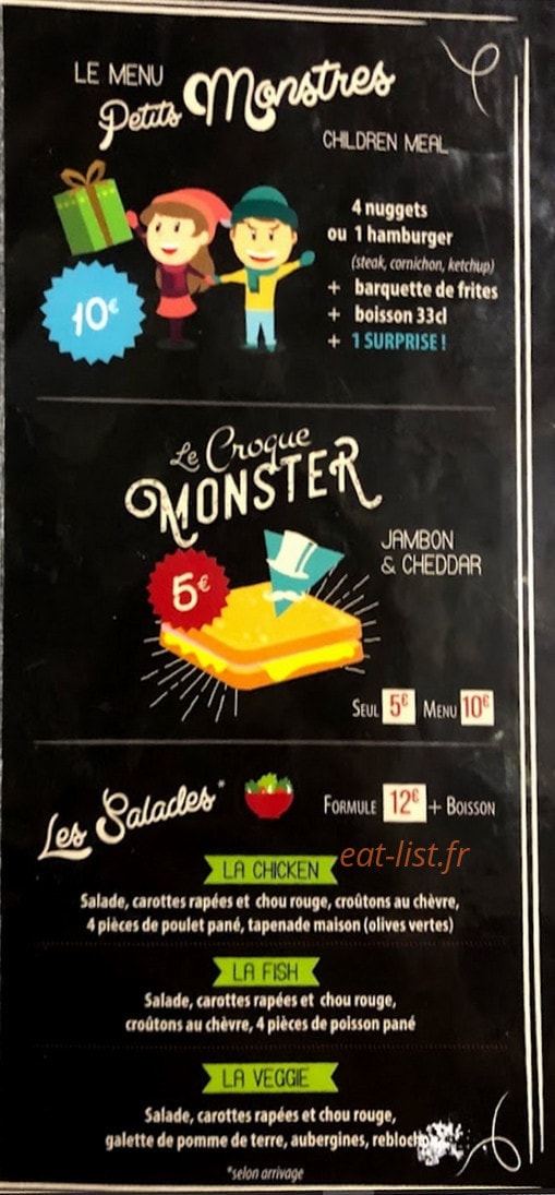 Monster Burger — carte page 3