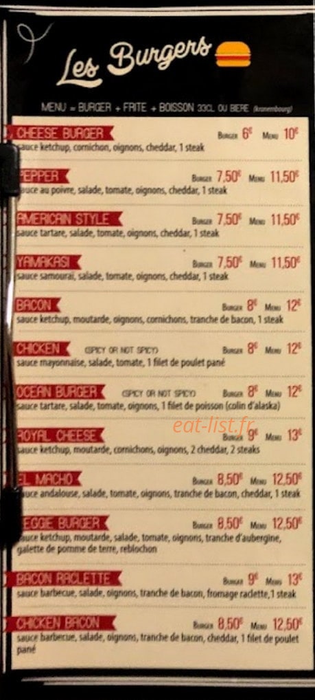 Monster Burger — carte page 1