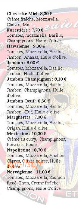 Pizzeria du col — carte page 2