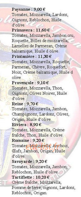 Pizzeria du col — carte page 3