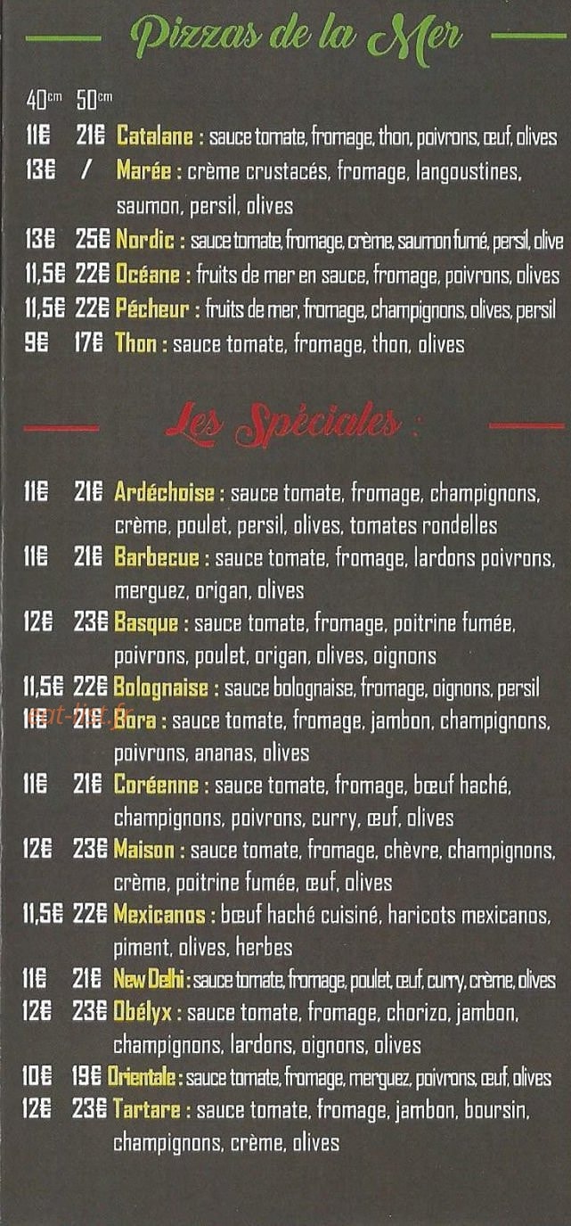 Arve pizza — carte page 3