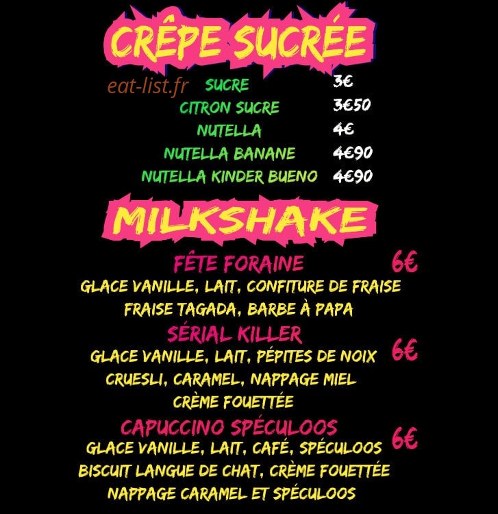 Bubble food — carte page 1