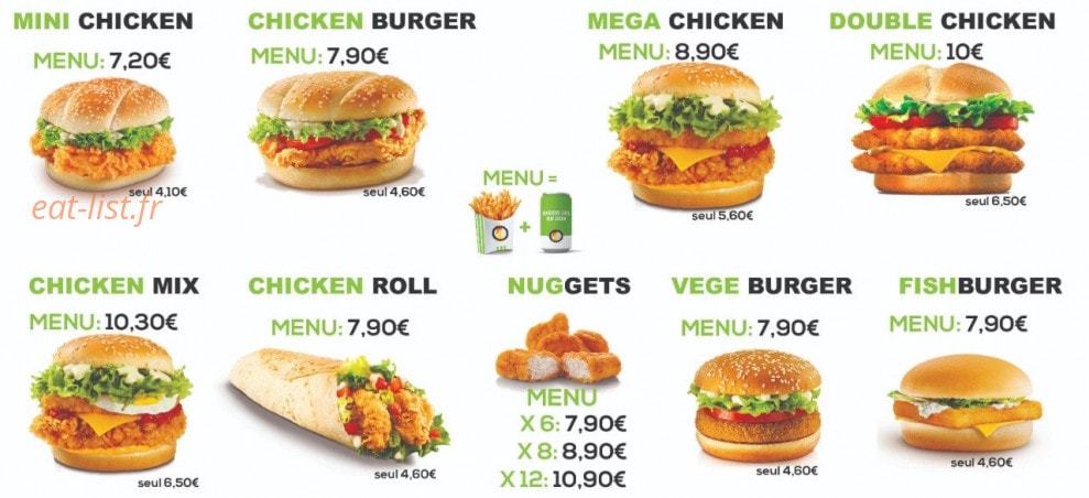 Chicken's — carte page 3