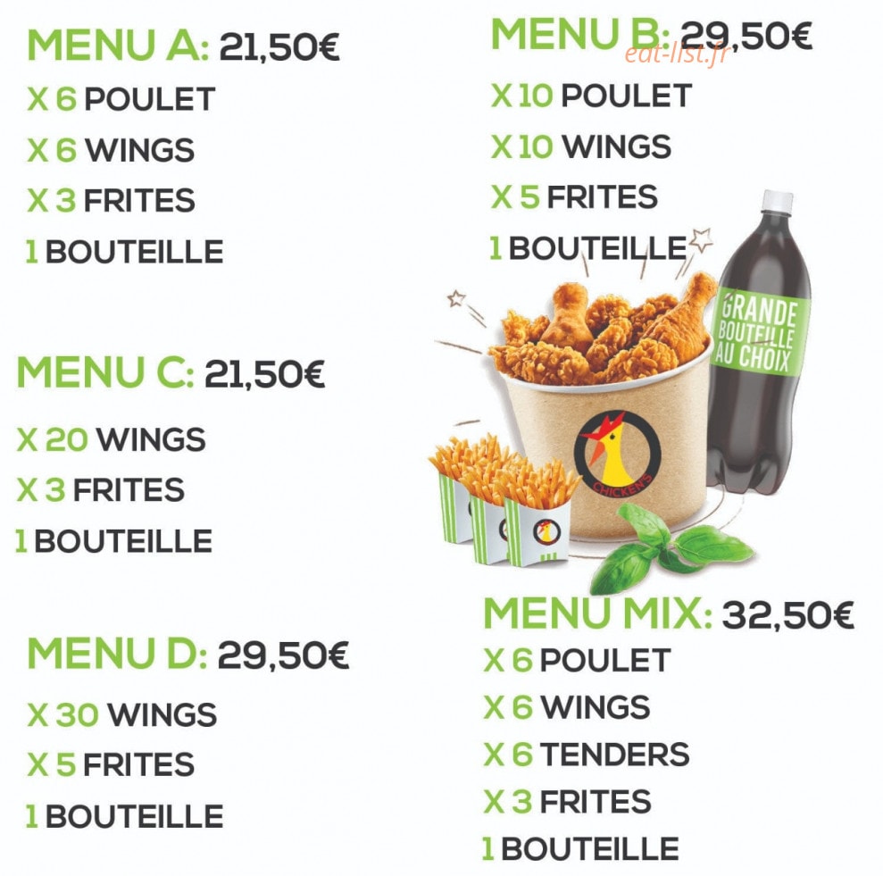 Chicken's — carte page 1