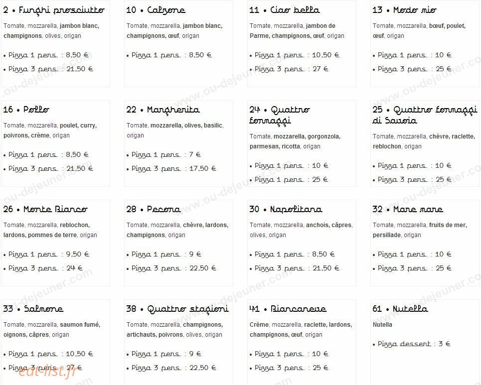 La Case à Pizza — carte page 4
