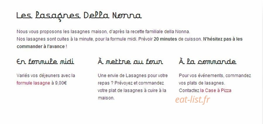 La Case à Pizza — carte page 9