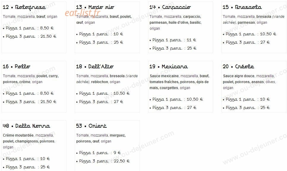 La Case à Pizza — carte page 7
