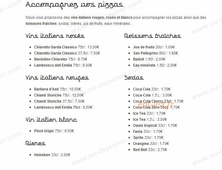 La Case à Pizza — carte page 11