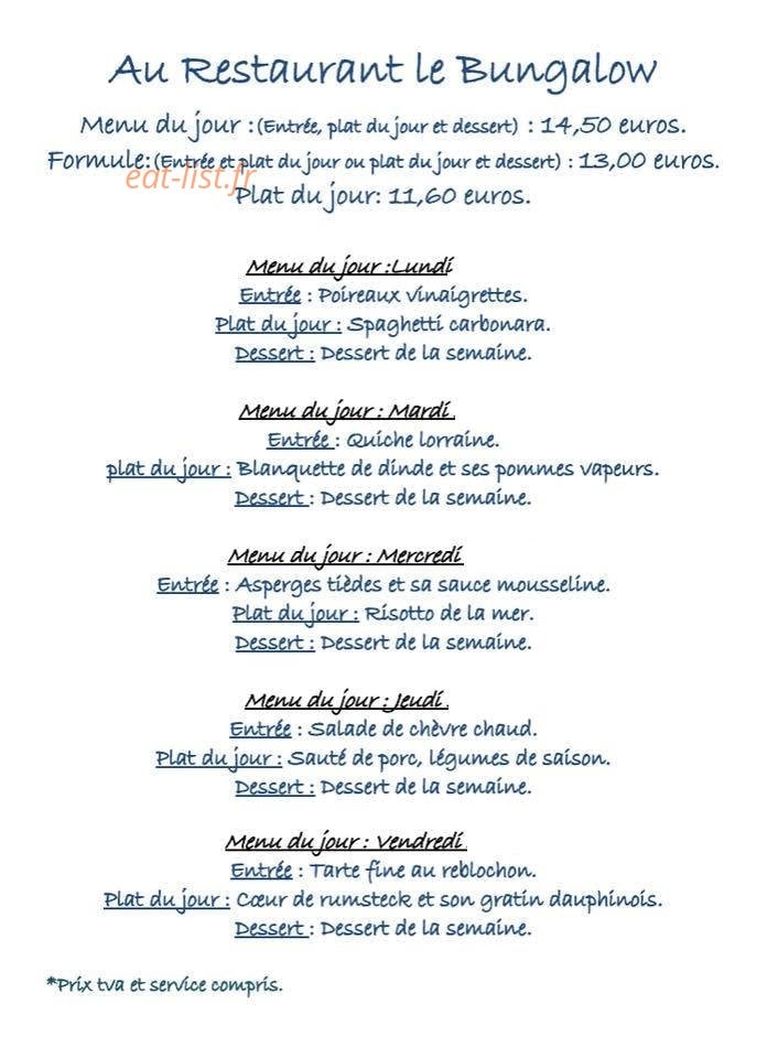 Le Bungalow — carte page 1